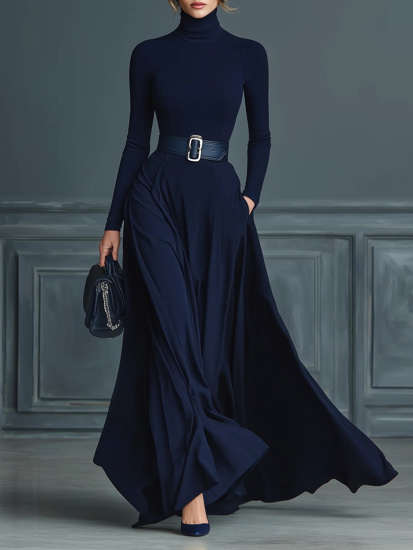 Gerika™ | Knit Turtleneck Dress