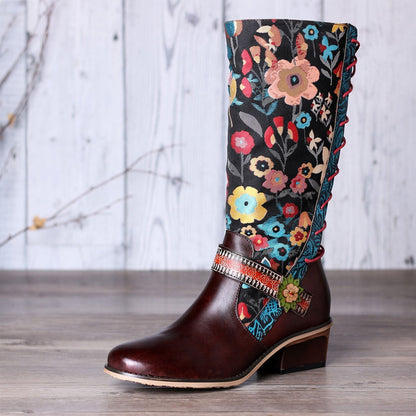 Casual Retro Leather Boots High Tube Boots