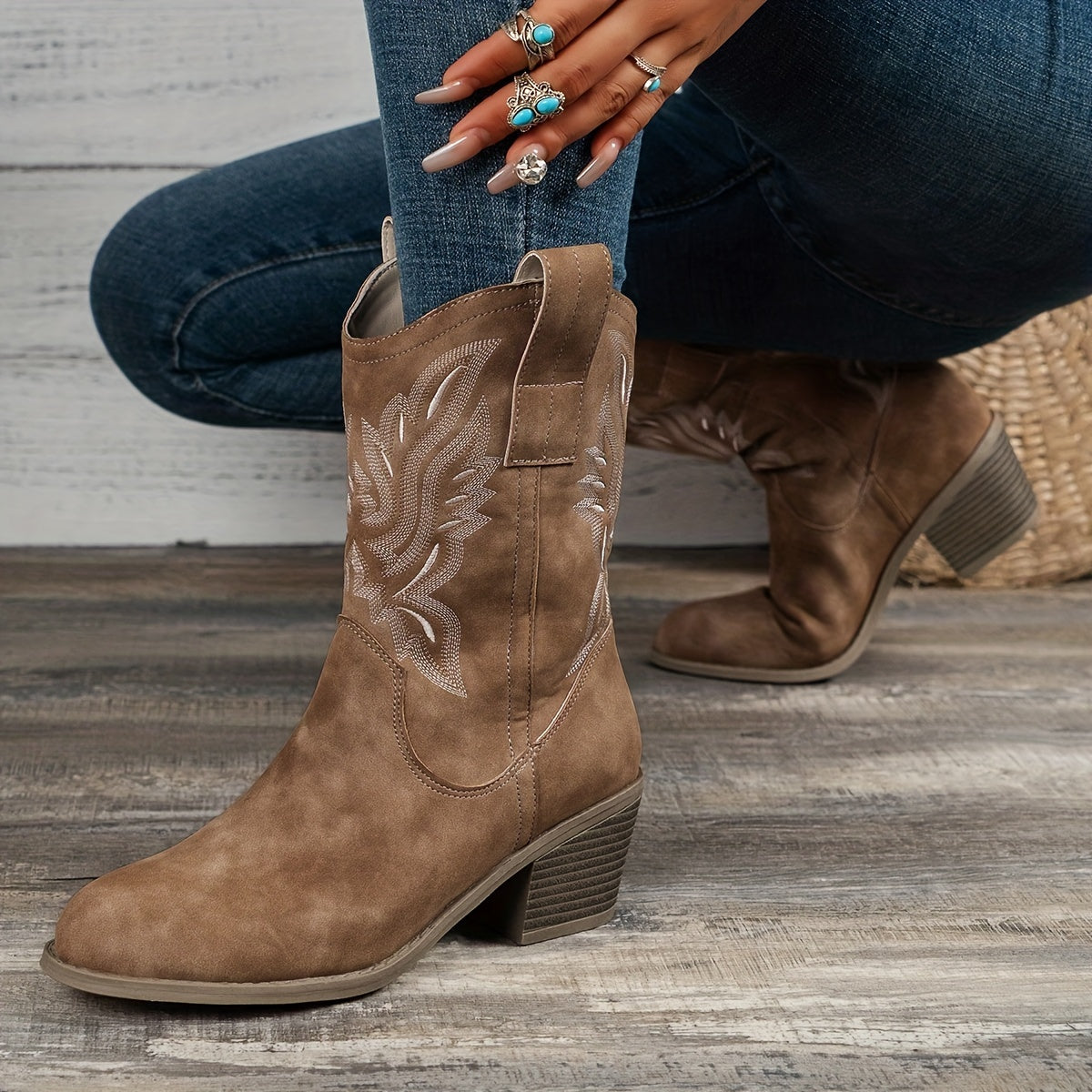 Teana | Western Mid Calf Boots