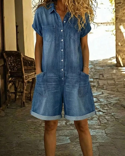 Delya - Short Sleeve Playsuit Dress