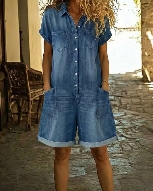 Delya - Short Sleeve Playsuit Dress