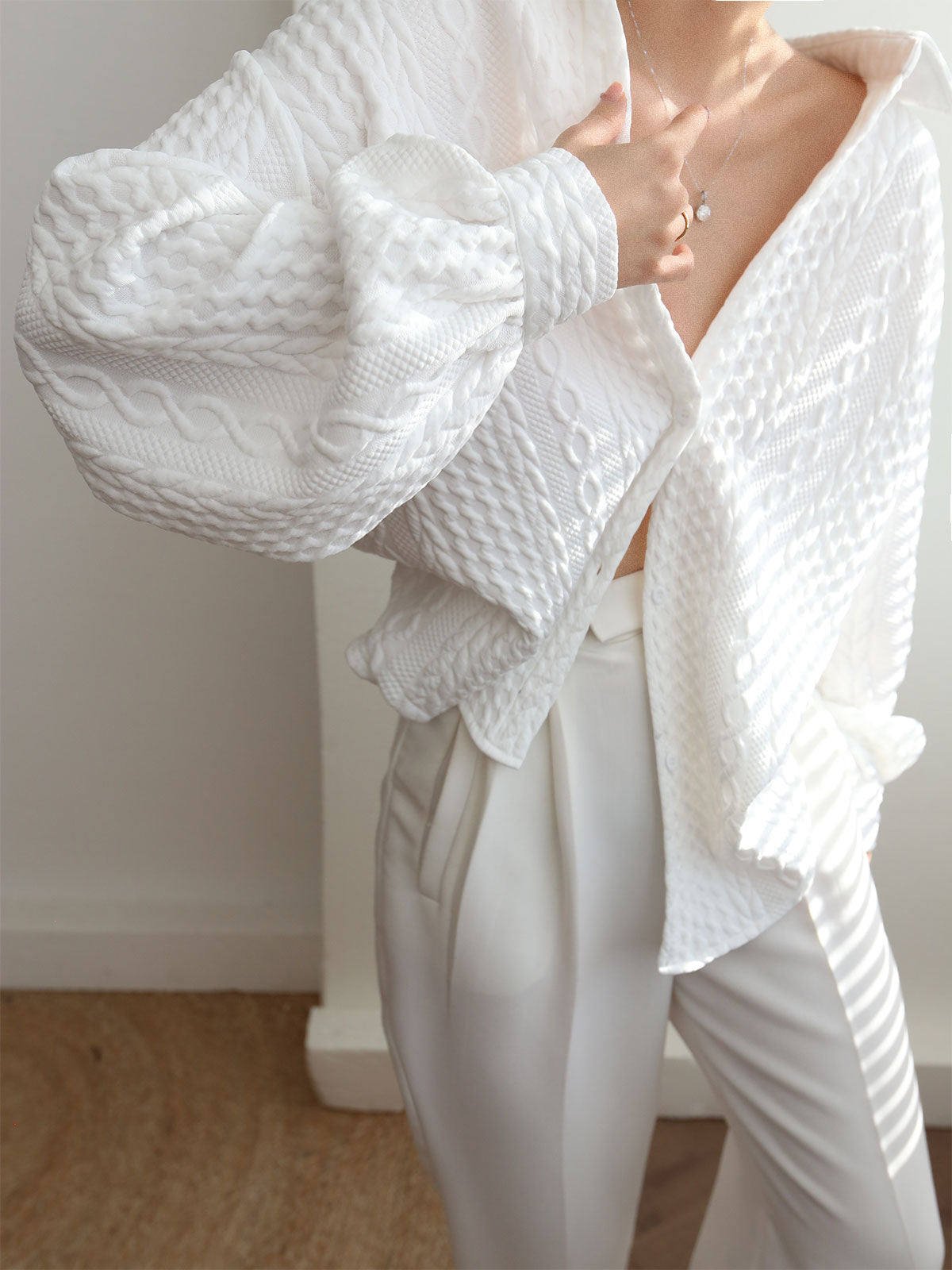 Lavine™ | Cable Knit Oversized Shirt
