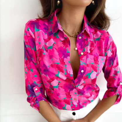 Rosalie™ | Bold Hot Pink Floral Blouse
