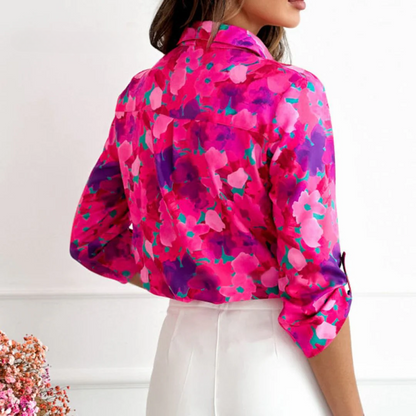Rosalie™ | Bold Hot Pink Floral Blouse