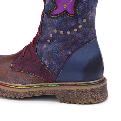 Retro Handmade Leather Flat Bottomed Boots
