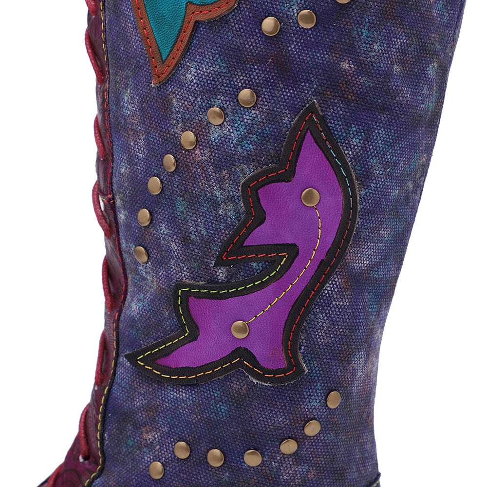 Retro Handmade Leather Flat Bottomed Boots