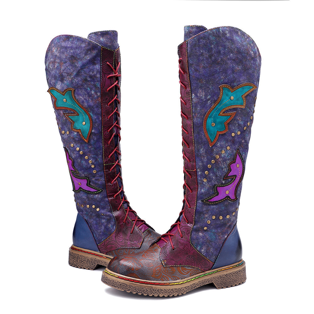 Retro Handmade Leather Flat Bottomed Boots