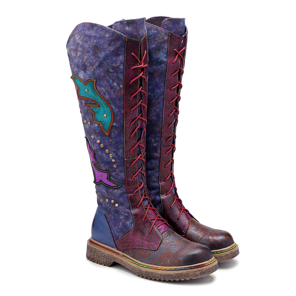 Retro Handmade Leather Flat Bottomed Boots