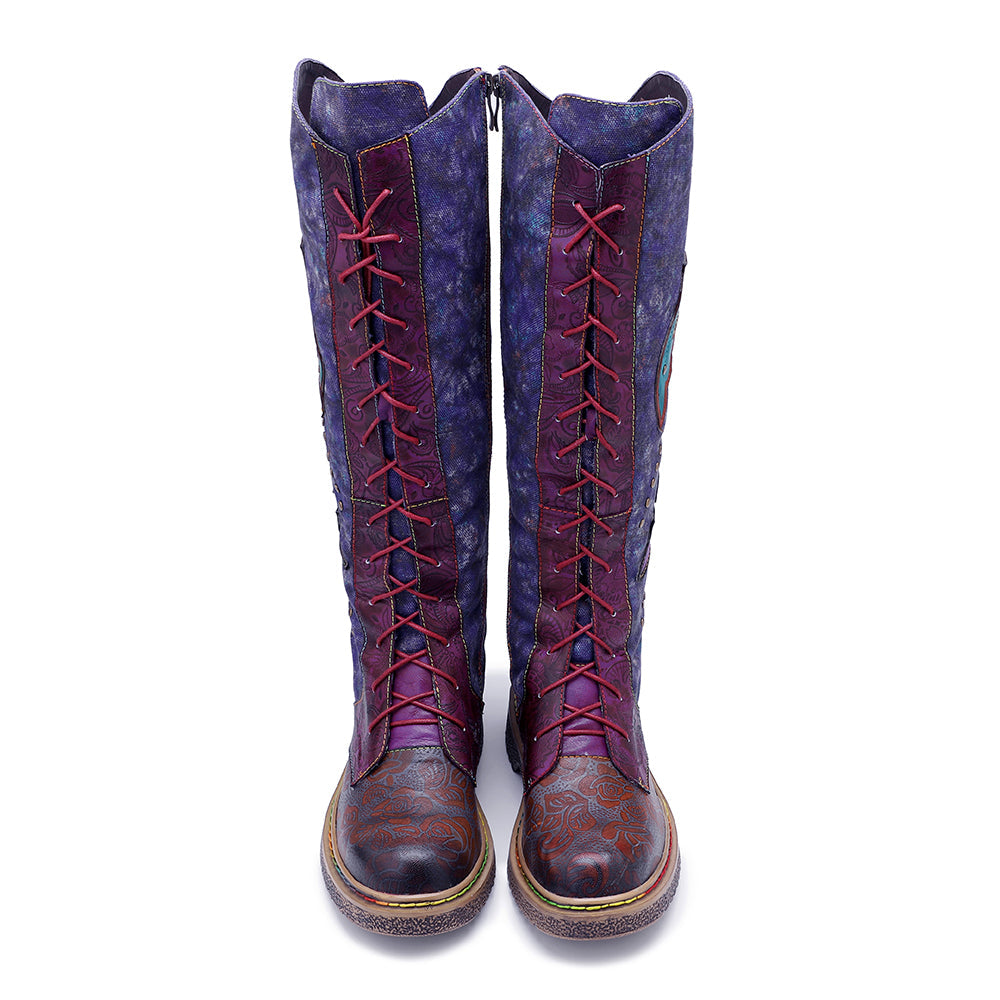 Retro Handmade Leather Flat Bottomed Boots