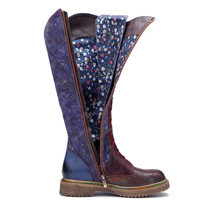 Retro Handmade Leather Flat Bottomed Boots