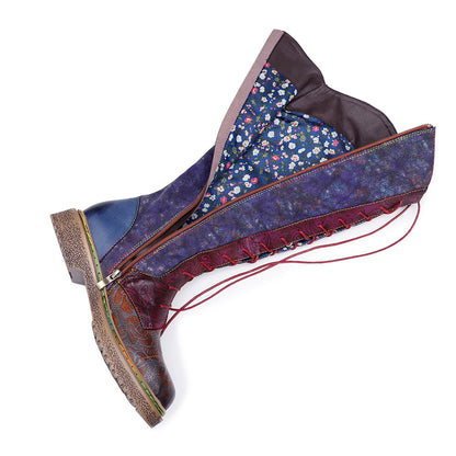 Retro Handmade Leather Flat Bottomed Boots