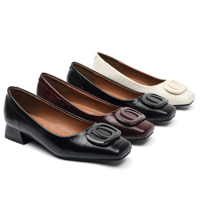 Felline | Faux-Leather Elegant-Heel Shoes with a Soft Supportive Fit