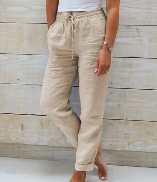 Elisse - Cotton Linen Casual Trousers