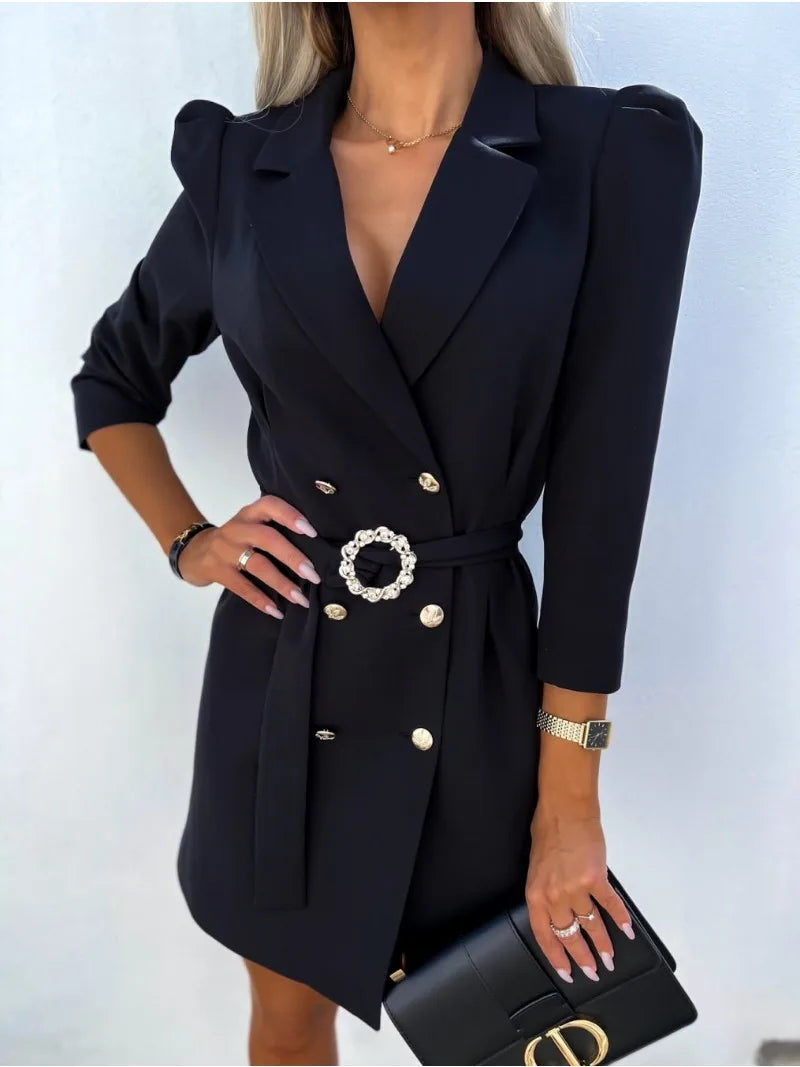 Elviera™ | Timeless Printed Collar Midi Dress