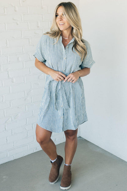 Theoline™ | Premium Striped Shirt Dress