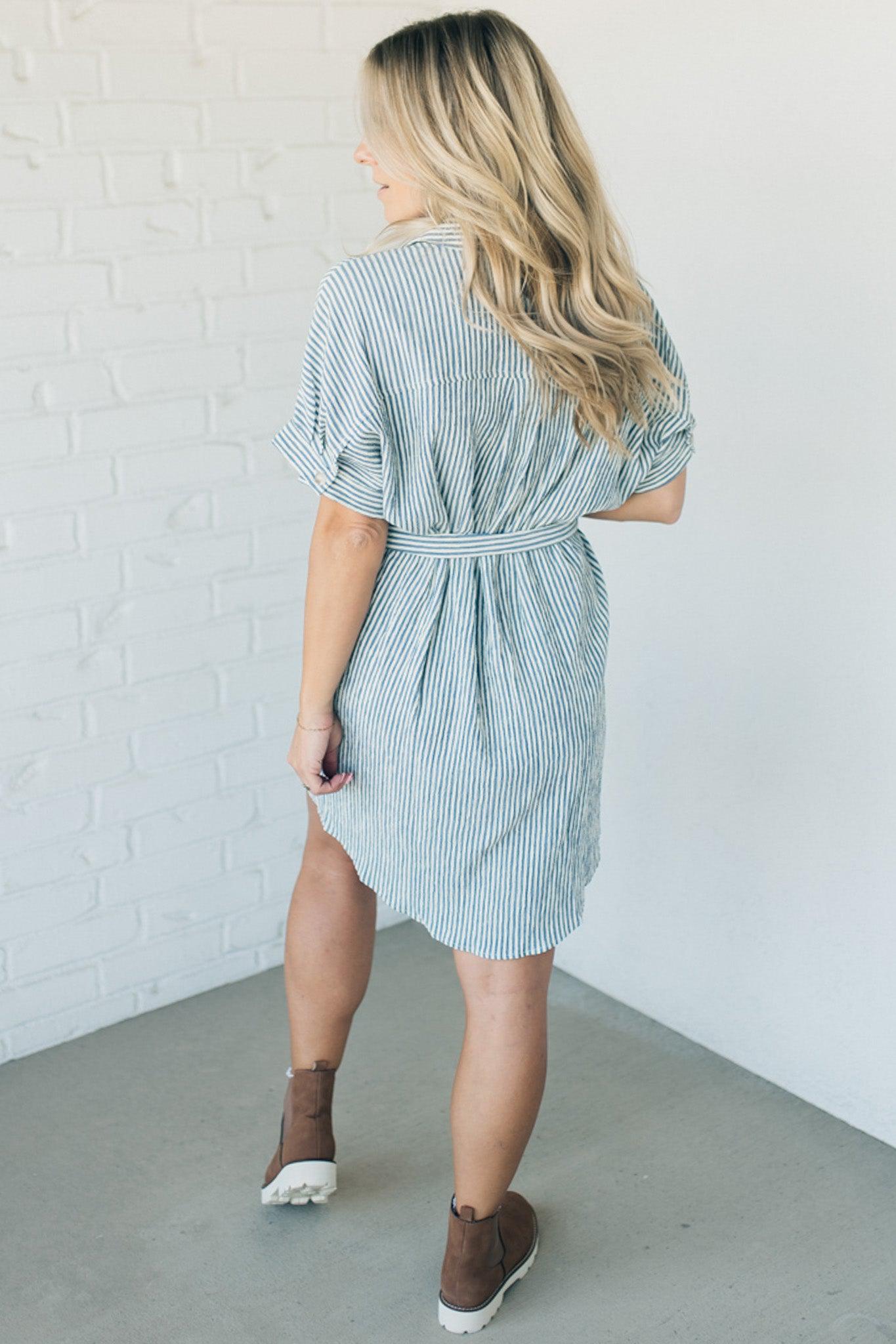 Theoline™ | Premium Striped Shirt Dress