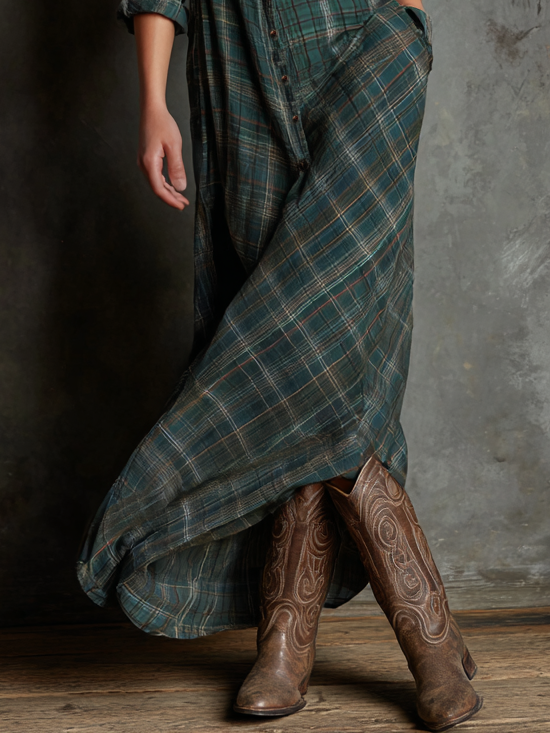 Maxi striped dress with collar