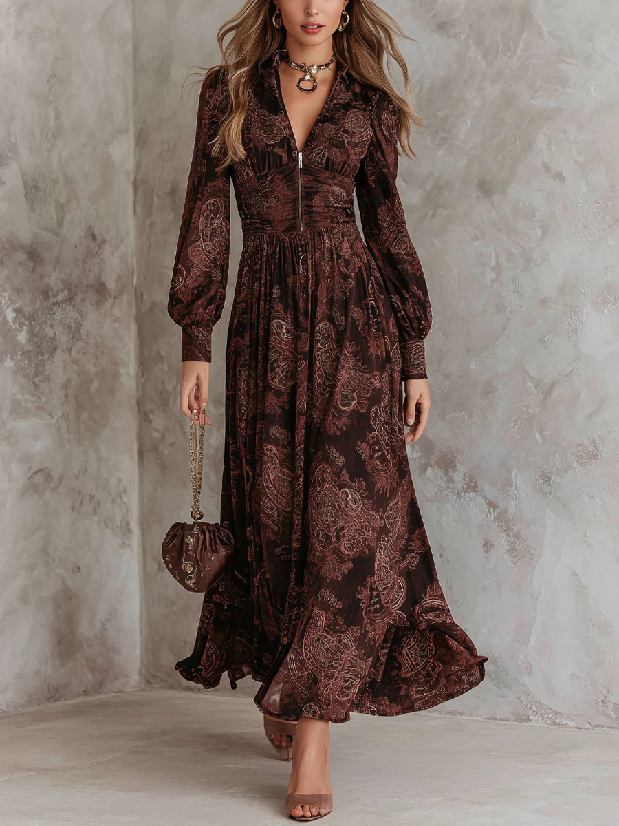 ORLENA™ | Boho Zippered Maxi Dress