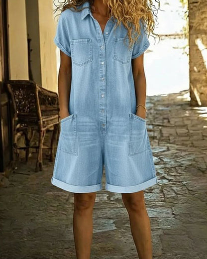 Delya - Short Sleeve Playsuit Dress