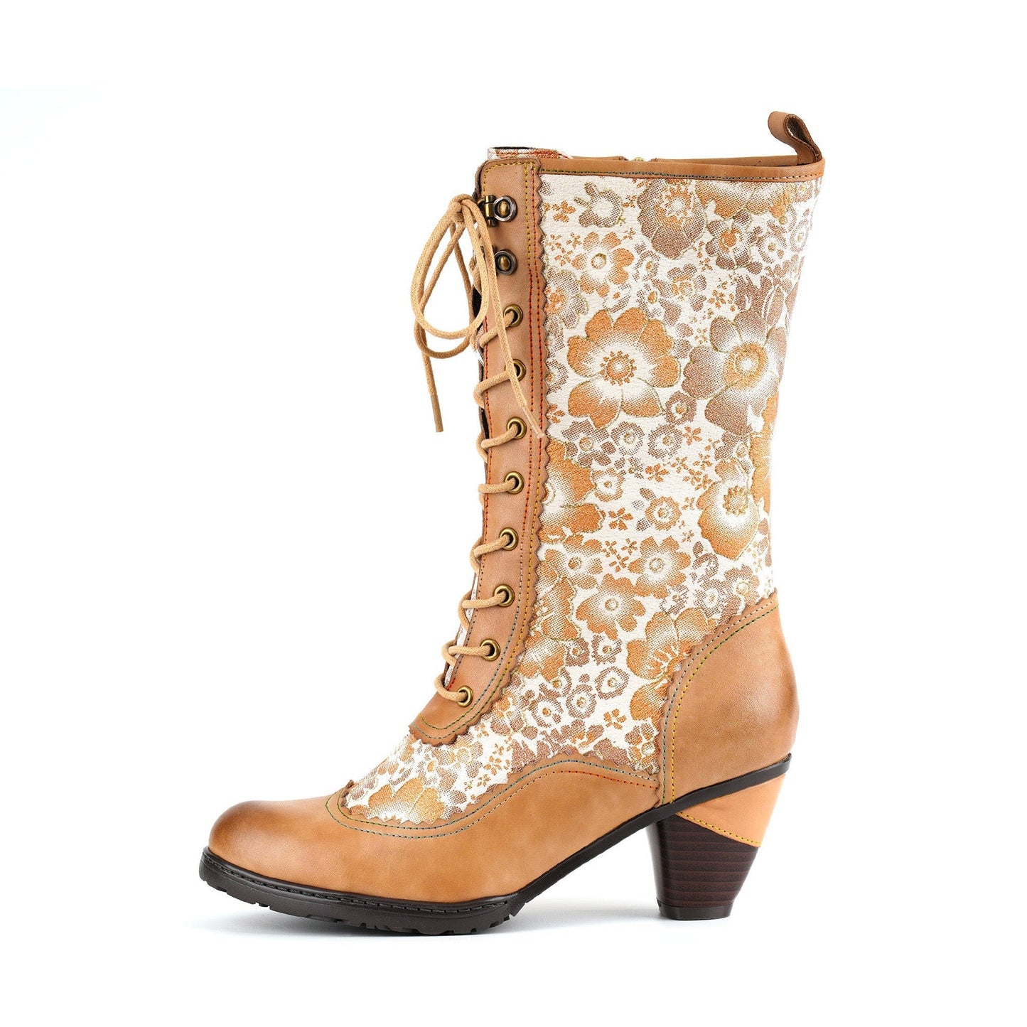 Vintage Blossom Lace-Up Victorian Boots