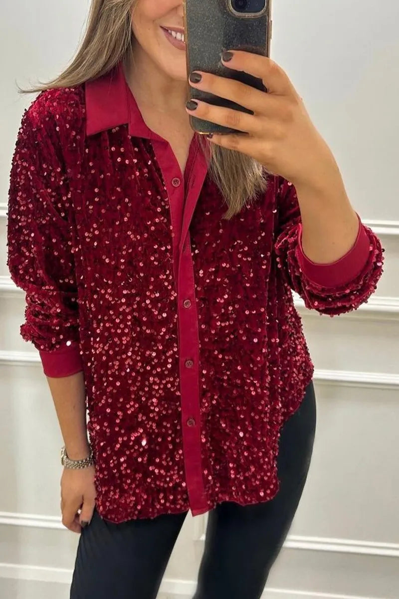 Ciara™ | Shimmer Sequin Shirt