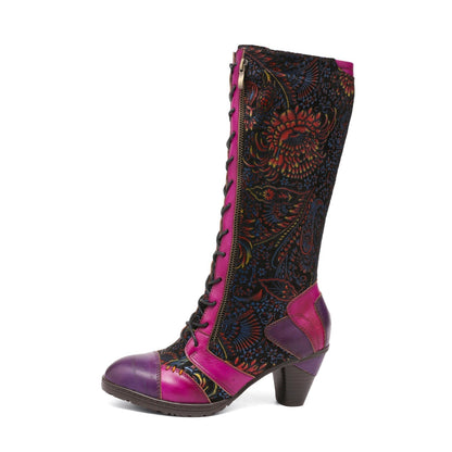 Retro Handmade Leather Patchwork Boots